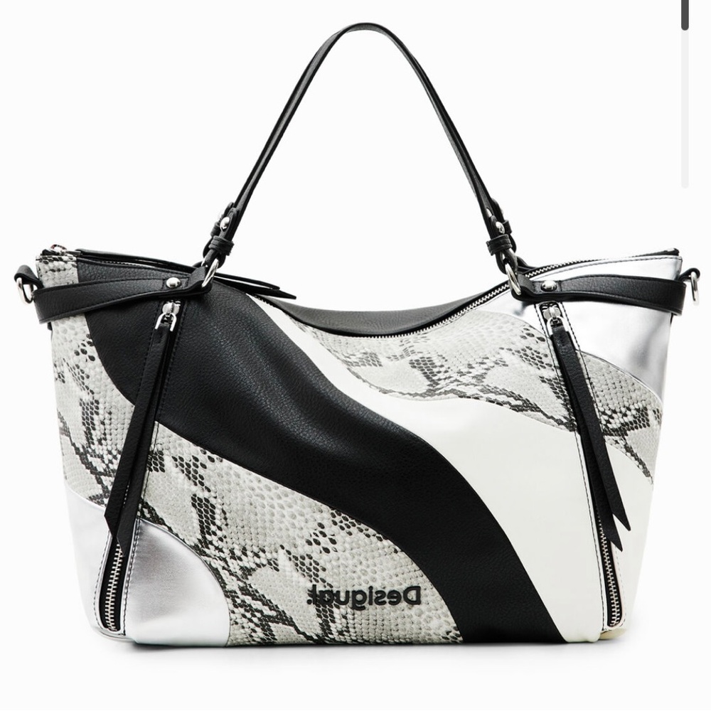 Desigual Large patchwork snakeskin handbag with matching wallet
